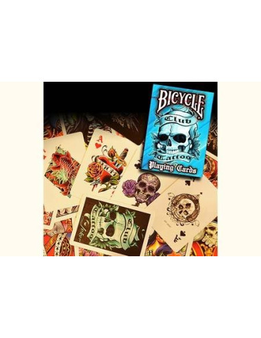 BARAJA BICYCLE CLUB TATTOO AZUL
